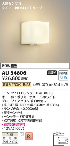 ���β��� Koizumi �������߾��� LED�ɱ����֥饱�å� AU54606