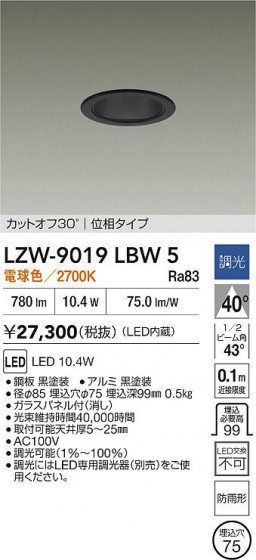 ���ʼ̿� | DAIKO ����ŵ� LED ����������饤�� LZW-9019LBW5 | LED�������η�¡��ʰ����� �����Ҹ�