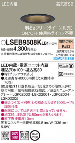 Panasonic 饤 LSEB9508KLB1 ᥤ̿