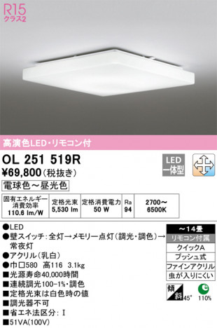 ODELIC ǥå 󥰥饤 OL251519R ᥤ̿
