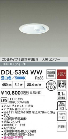 ʼ̿|DAIKO ŵ LEDʹ󥵡ե饤 DDL-5394WW