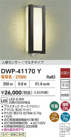 ʼ̿|DAIKO ŵ LEDʹ󥵡եȥɥ饤 DWP-41170Y