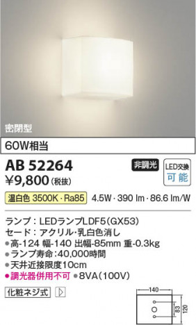 ���β��� Koizumi �������߾��� LED�֥饱�å� AB52264