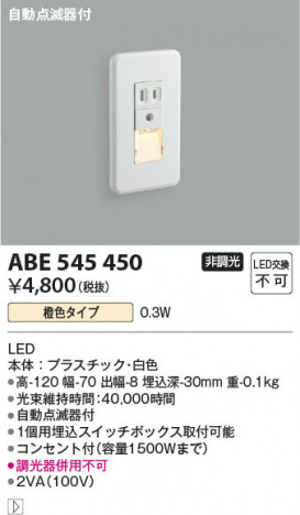 ���β��� Koizumi �������߾��� LED�եåȥ饤�� ABE545450