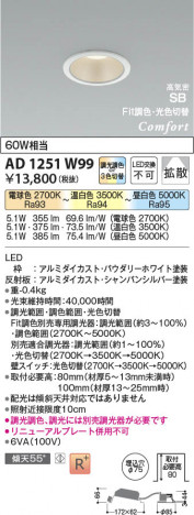 ���β��� Koizumi �������߾��� LED�ⵤ̩SB������饤�� AD1251W99