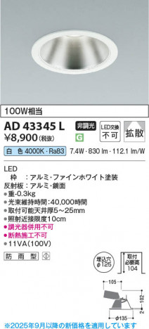 ���β��� Koizumi �������߾��� LED������饤�� AD43345L