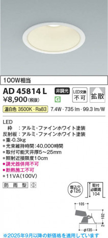 ���β��� Koizumi �������߾��� LED������饤�� AD45814L