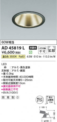 ���β��� Koizumi �������߾��� LED������饤�� AD45819L