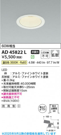 ���β��� Koizumi �������߾��� LED������饤�� AD45822L