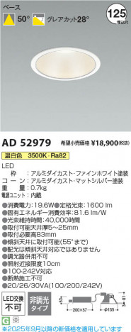 ���β��� Koizumi �������߾��� LED������饤�� AD52979