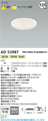 ���β��� Koizumi �������߾��� LED������饤�� AD52987