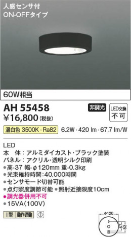 ���β��� Koizumi �������߾��� LED����������� AH55458