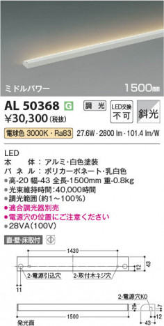 ���β��� Koizumi �������߾��� LED���ܾ��� AL50368