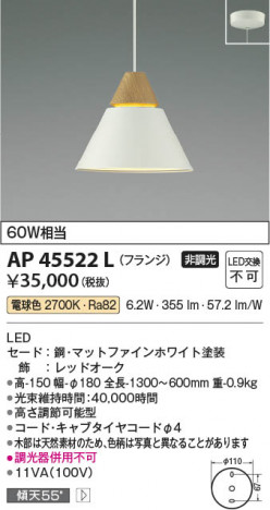 ���β��� Koizumi �������߾��� LED�ڥ����� AP45522L