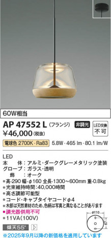 ���β��� Koizumi �������߾��� LED�ڥ����� AP47552L
