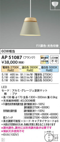 ���β��� Koizumi �������߾��� LED�ڥ����� AP51087