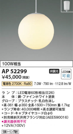 ���β��� Koizumi �������߾��� LED�ڥ����� AP52299