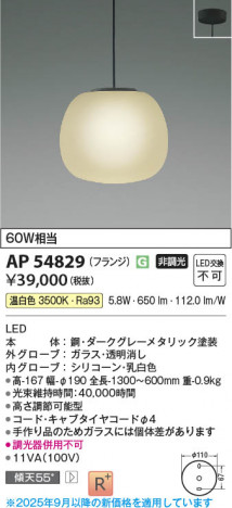 ���β��� Koizumi �������߾��� LED�ڥ����� AP54829