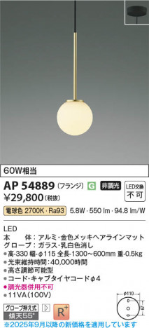 ���β��� Koizumi �������߾��� LED�ڥ����� AP54889