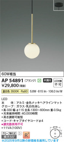 ���β��� Koizumi �������߾��� LED�ڥ����� AP54891