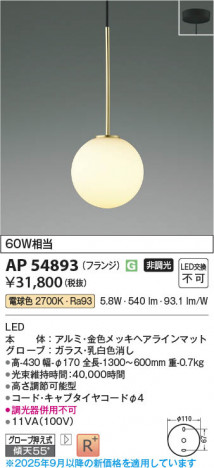 ���β��� Koizumi �������߾��� LED�ڥ����� AP54893
