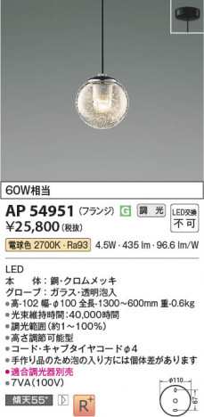 ���β��� Koizumi �������߾��� LED�ڥ����� AP54951
