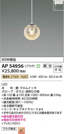���β��� Koizumi �������߾��� LED�ڥ����� AP54956