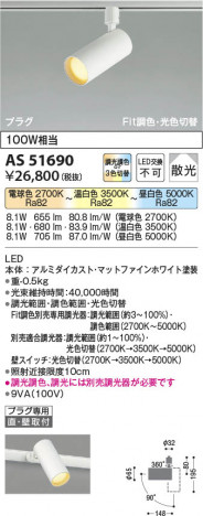 ���β��� Koizumi �������߾��� LED���ݥåȥ饤�� AS51690