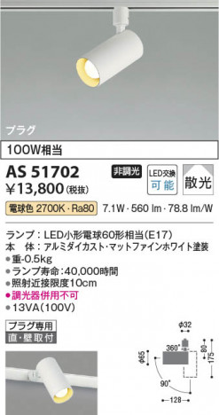 ���β��� Koizumi �������߾��� LED���ݥåȥ饤�� AS51702