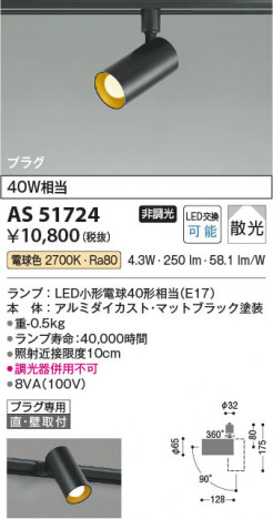 ���β��� Koizumi �������߾��� LED���ݥåȥ饤�� AS51724