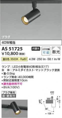 ���β��� Koizumi �������߾��� LED���ݥåȥ饤�� AS51725