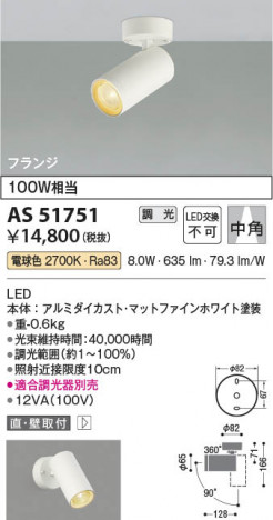 ���β��� Koizumi �������߾��� LED���ݥåȥ饤�� AS51751