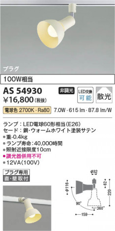 ���β��� Koizumi �������߾��� LED���ݥåȥ饤�� AS54930