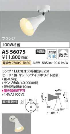 ���β��� Koizumi �������߾��� LED���ݥåȥ饤�� AS56075