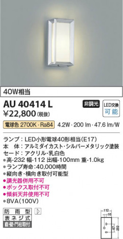 ���β��� Koizumi �������߾��� LED�ɱ����֥饱�å� AU40414L