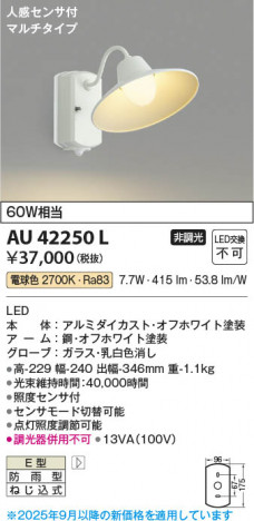 ���β��� Koizumi �������߾��� LED�ɱ����֥饱�å� AU42250L