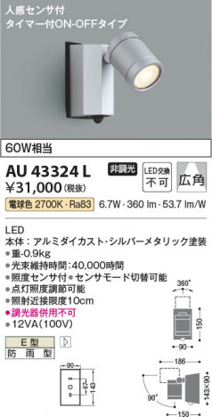 ���β��� Koizumi �������߾��� LED�������ƥꥢ���ݥåȥ饤�� AU43324L