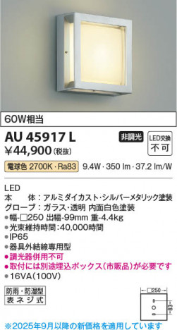 ���β��� Koizumi �������߾��� LED�ɱ��ɼ����֥饱�å� AU45917L