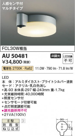 ���β��� Koizumi �������߾��� LED�ɱ���������� AU50481