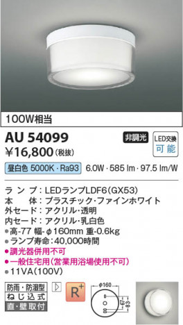 ���β��� Koizumi �������߾��� LED�ɱ��ɼ���������� AU54099