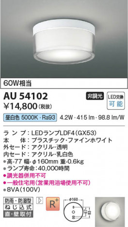 ���β��� Koizumi �������߾��� LED�ɱ��ɼ���������� AU54102