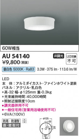 ���β��� Koizumi �������߾��� LED�ɱ��ɼ���������� AU54140