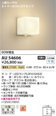 ���β��� Koizumi �������߾��� LED�ɱ����֥饱�å� AU54606