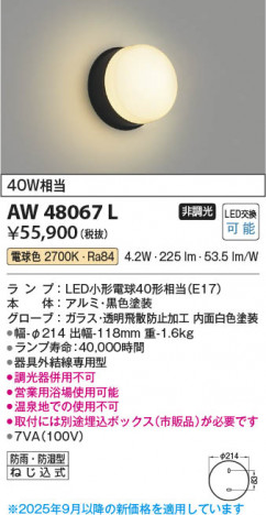���β��� Koizumi �������߾��� LED�ɱ��ɼ����֥饱�å� AW48067L