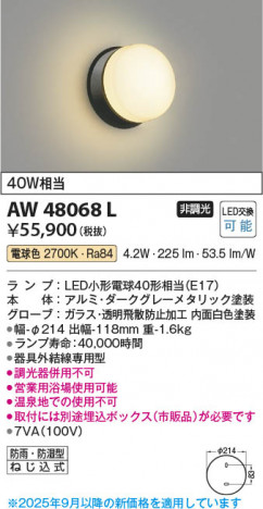 ���β��� Koizumi �������߾��� LED�ɱ��ɼ����֥饱�å� AW48068L