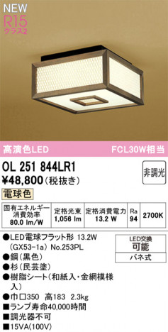 ODELIC �����ǥ�å� ��������������󥰥饤�� OL251844LR1 �ᥤ��̿�