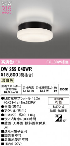 ODELIC �����ǥ�å� �Х��롼��饤�� OW269040WR �ᥤ��̿�