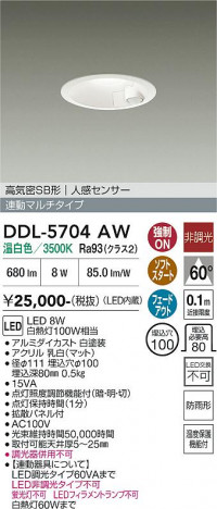 ���ʼ̿� | DAIKO ����ŵ� �ʹ����󥵡��ե�����饤�� DDL-5704AW