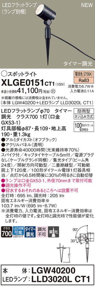 Panasonic ƥꥢȥɥ XLGE0151CT1 ᥤ̿
