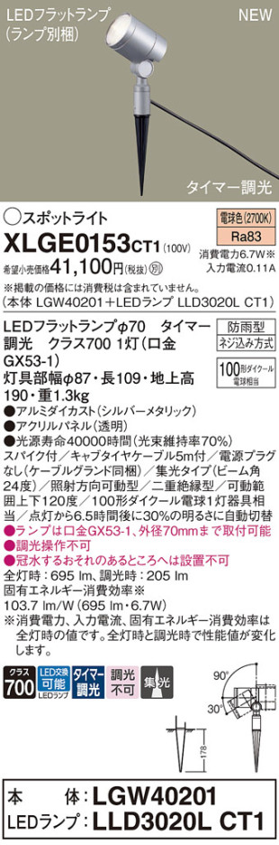Panasonic ƥꥢȥɥ XLGE0153CT1 ᥤ̿